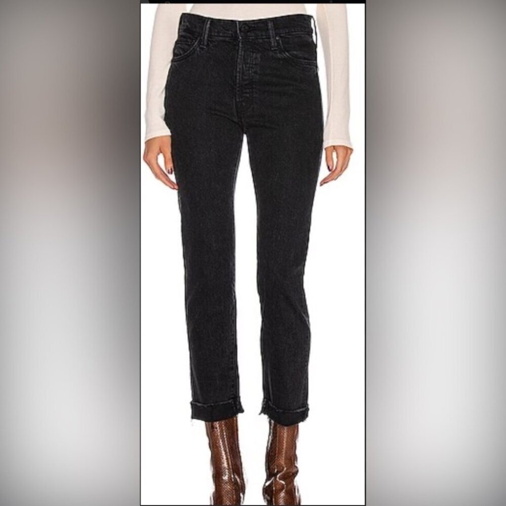 Mother Superior The Scrapper Cuff Ankle Fray Black Jeans Who’s Sorry Now Size 31